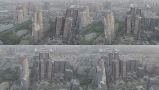 20220506成都 环球中心 双子塔金融城 夜景 白天航拍 4k _0029高清在线视频素材下载