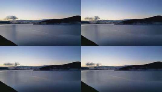 扎敦河水库水面流动的雾高清在线视频素材下载