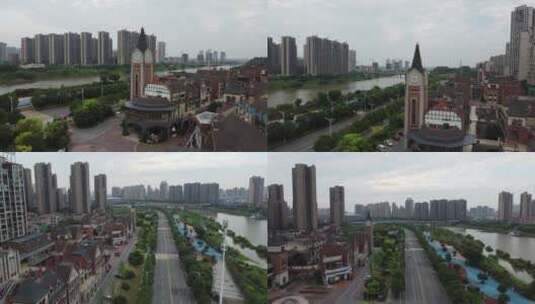 湖南省衡阳市蒸水北路十里江湾商业区航拍高清在线视频素材下载