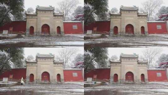 护国兴教寺雪景 寺院  唐三藏寺院高清在线视频素材下载