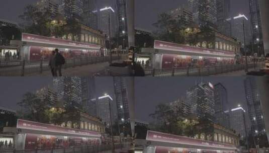 香港公交车站夜景高清在线视频素材下载