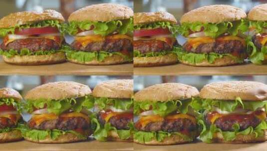 牛肉芝士汉堡高清在线视频素材下载