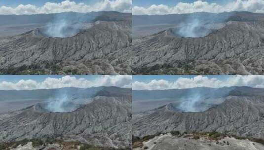 印尼爪哇岛布罗莫火山航拍自然风光高清在线视频素材下载