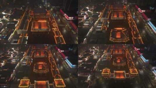 杭州拱墅区香积寺历史街区夜景高清在线视频素材下载