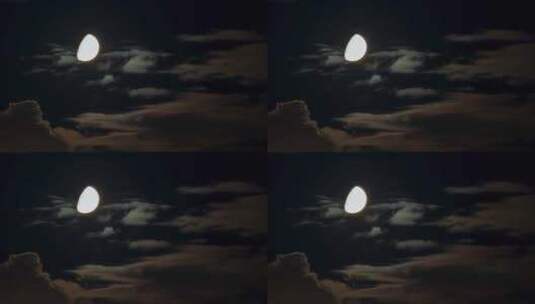 上玄月下玄月亮云彩移动延时高清在线视频素材下载