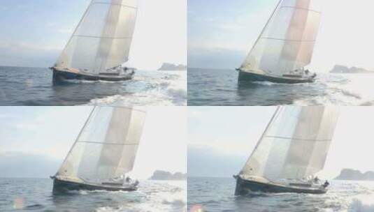 海面上航行的帆船高清在线视频素材下载