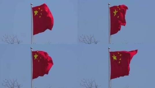 五星红旗国旗在风中飘扬高清在线视频素材下载