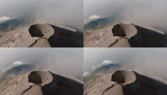 晴天危地马拉富埃戈火山火山口的鸟瞰图高清在线视频素材下载