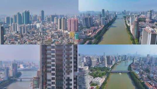 广州海珠区珠江航拍城市高楼大厦摩天大楼城高清在线视频素材下载