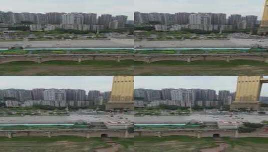 重庆江景岸边建筑航拍高清在线视频素材下载