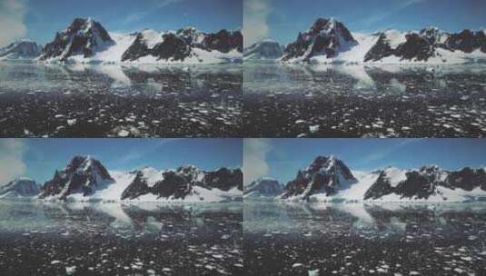 南极勒梅尔海峡水面无人机视图高清在线视频素材下载