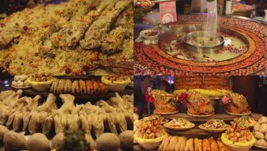 （合集）新疆喀什汗巴扎夜市特色美食高清在线视频素材下载