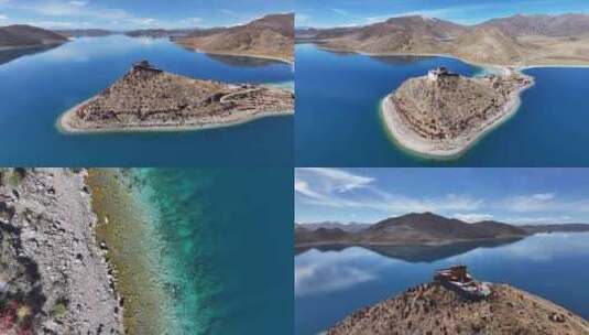 西藏羊湖 日托寺高清在线视频素材下载