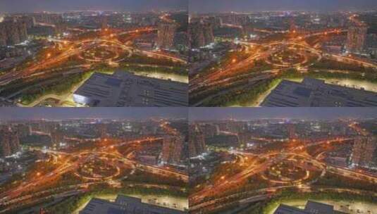 西安三桥立交桥夜景高清在线视频素材下载