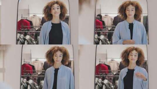 购物中心商店里的非裔美国女性购物者女孩女高清在线视频素材下载
