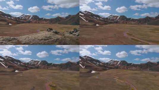 Landmannalaugar山谷冰岛雪高清在线视频素材下载