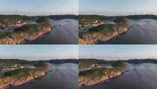 福州平潭岛岛屿风车航拍2高清在线视频素材下载