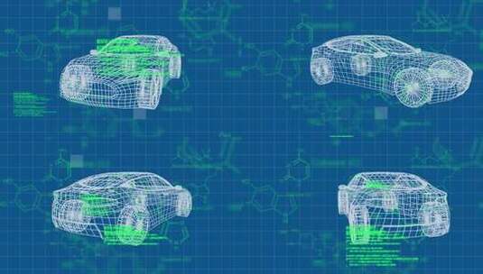 具有分子结构的汽车3D模型高清在线视频素材下载