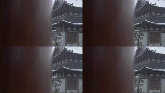 杭州径山寺中式古建筑寺庙雪景高清在线视频素材下载