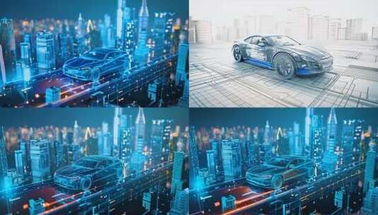 先进汽车技术 全息空气投影 新能源车辆高清在线视频素材下载