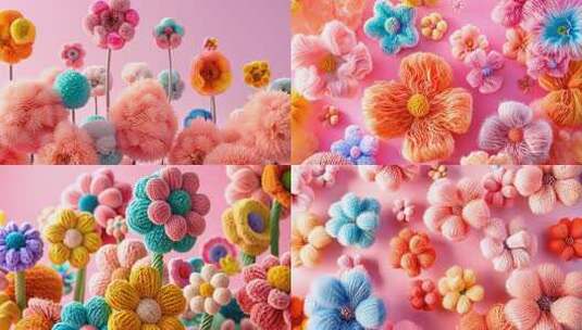 可爱毛绒花海大屏舞台羊毛棉花温暖儿童背景高清在线视频素材下载