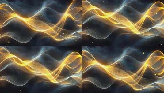 金色粒子动感波浪背景高清在线视频素材下载
