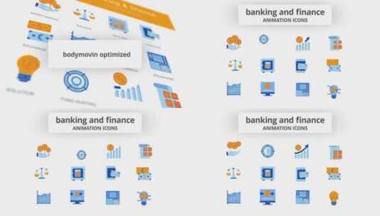 创意卡通银行金融动画图标展示AE模板高清AE视频素材下载