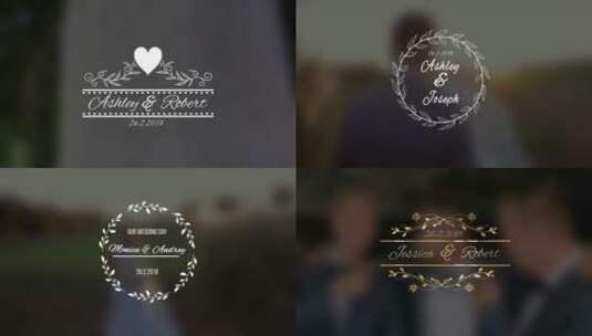 模糊背景简洁婚礼花边标题动感AE模板高清AE视频素材下载