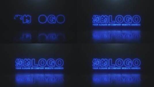 科技感描边反射logo演绎片头高清AE视频素材下载