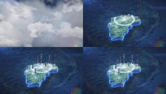 17 科技蓝暗调三维卫星地图 - 江西省高清AE视频素材下载