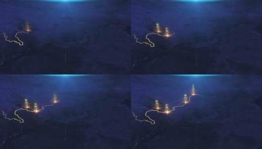 黄河流经城市地图高清AE视频素材下载