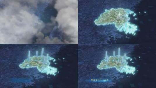 云雾俯冲勾勒轮廓-福州地图高清AE视频素材下载