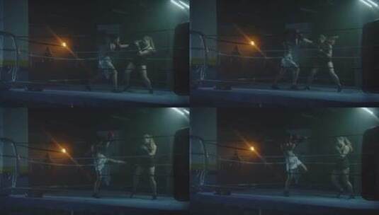 俩位女子拳击在打拳击高清在线视频素材下载