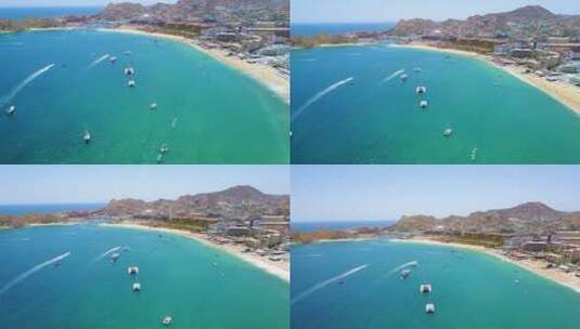 航拍墨西哥沿海酒店和度假村高清在线视频素材下载