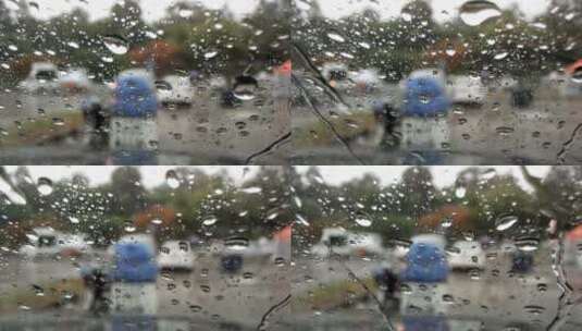 车窗上的雨滴高清在线视频素材下载