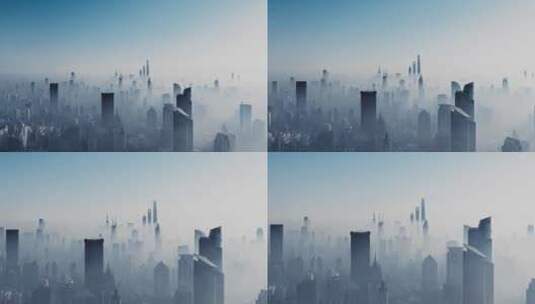 上海大雾天航拍高清在线视频素材下载
