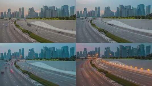 新加坡日落时的交通延时高清在线视频素材下载