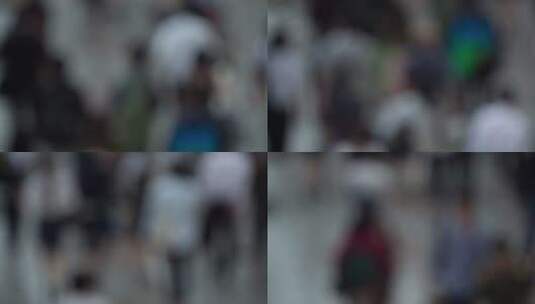 雨街上的行人失焦拍摄高清在线视频素材下载