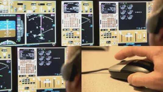 在电脑前监测飞机飞行状态高清在线视频素材下载
