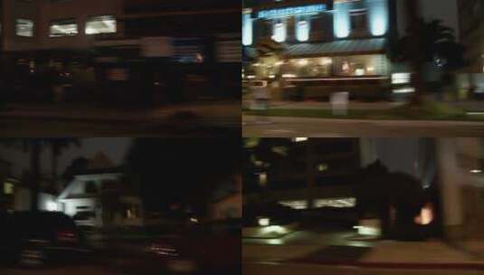 夜晚汽车沿着街道行驶的镜头高清在线视频素材下载