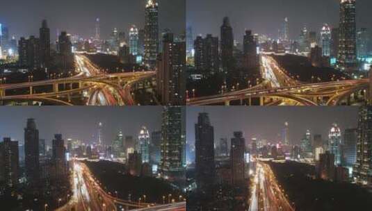 上海延安高架桥南北高架桥4K航拍高清在线视频素材下载