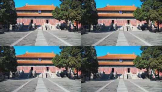 秋天北京历代帝王庙内的大殿高清在线视频素材下载
