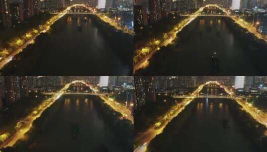 无锡夜景大运河4K航拍高清在线视频素材下载