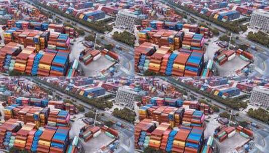 上海集装箱外高桥码头航拍高清在线视频素材下载