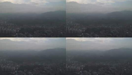 航拍清晨山间迷雾丘陵风光高清在线视频素材下载