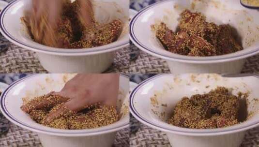 厨师制作小米排骨高清在线视频素材下载