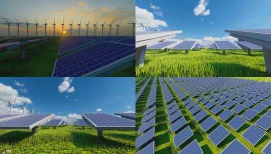 4K 绿色可再生新能源太阳能光伏发电高清在线视频素材下载