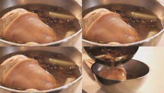 【镜头合集】卤肉老汤汤底炖肘子高清在线视频素材下载