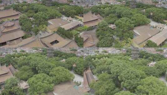 泉州开元寺东西塔特写西街钟楼航拍市区大景高清在线视频素材下载