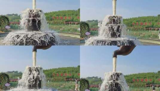 公园景观喷泉高清在线视频素材下载